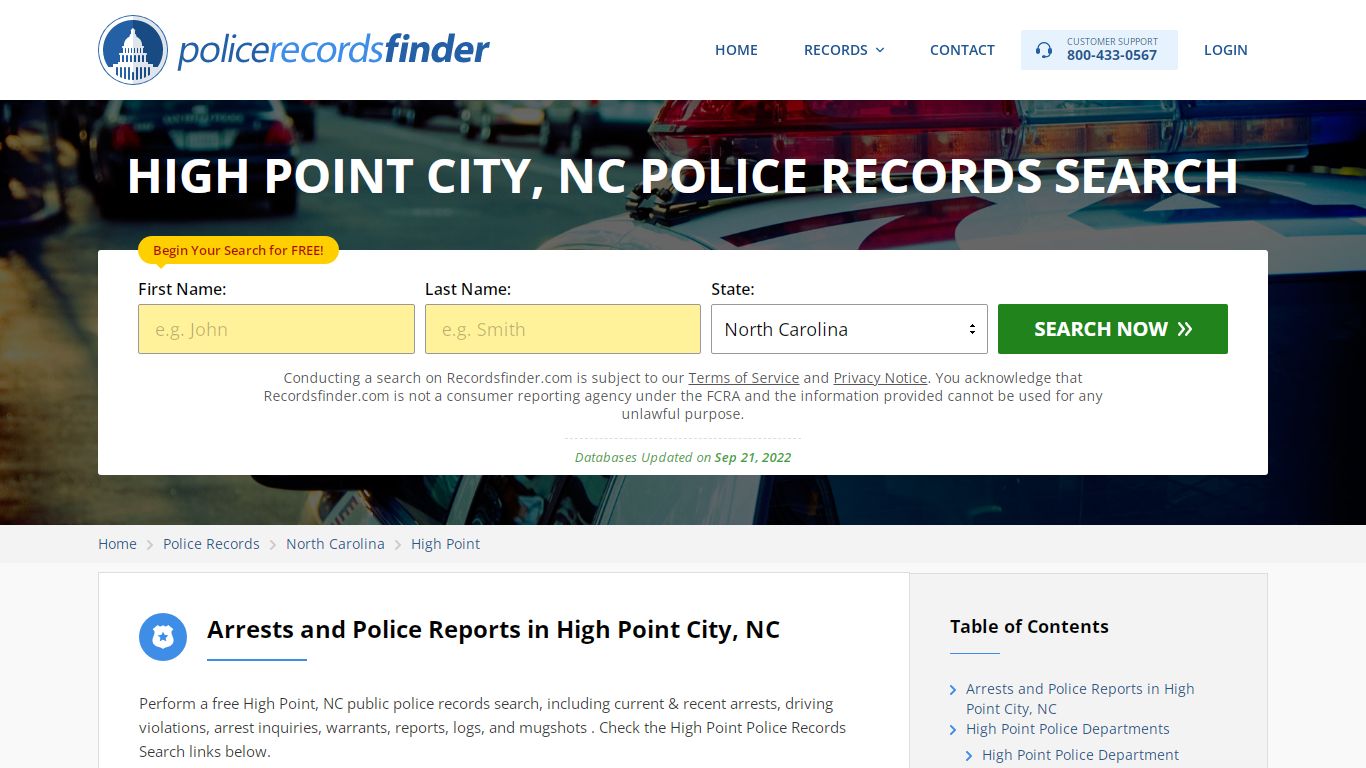 HIGH POINT CITY, NC POLICE RECORDS SEARCH - RecordsFinder