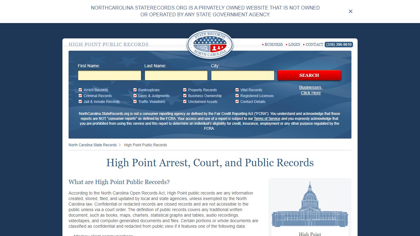 High Point Arrest, Court, and Public Records